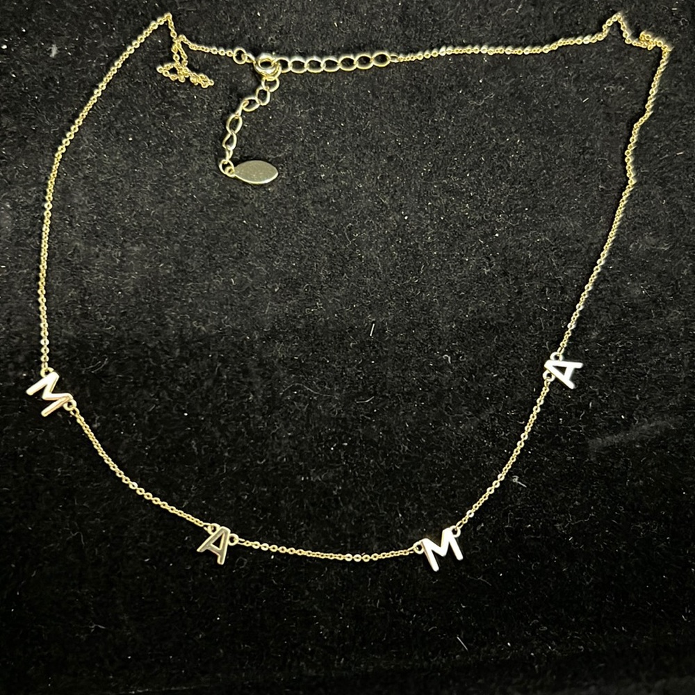 dainty  "mama" choker necklace gold plated